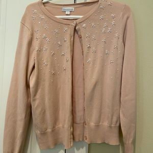 NEVER WORN pink cardigan with pearls